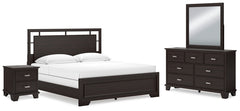 Covetown King Panel Bed, Dresser, Mirror and Nightstand