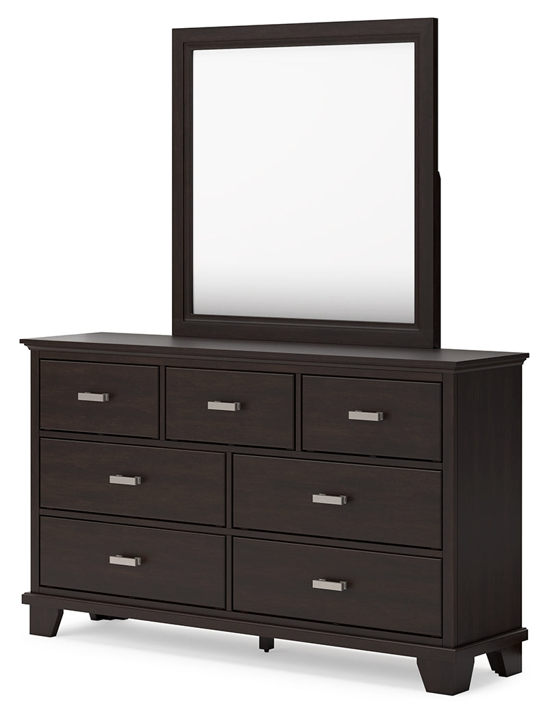 Covetown California King Panel Bed, Dresser and Mirror