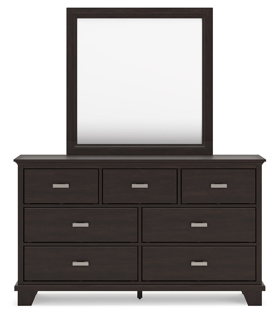 Covetown California King Panel Bed, Dresser and Mirror