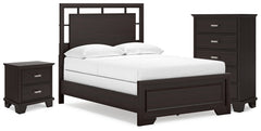Covetown Full Panel Bed, Chest and Nightstand