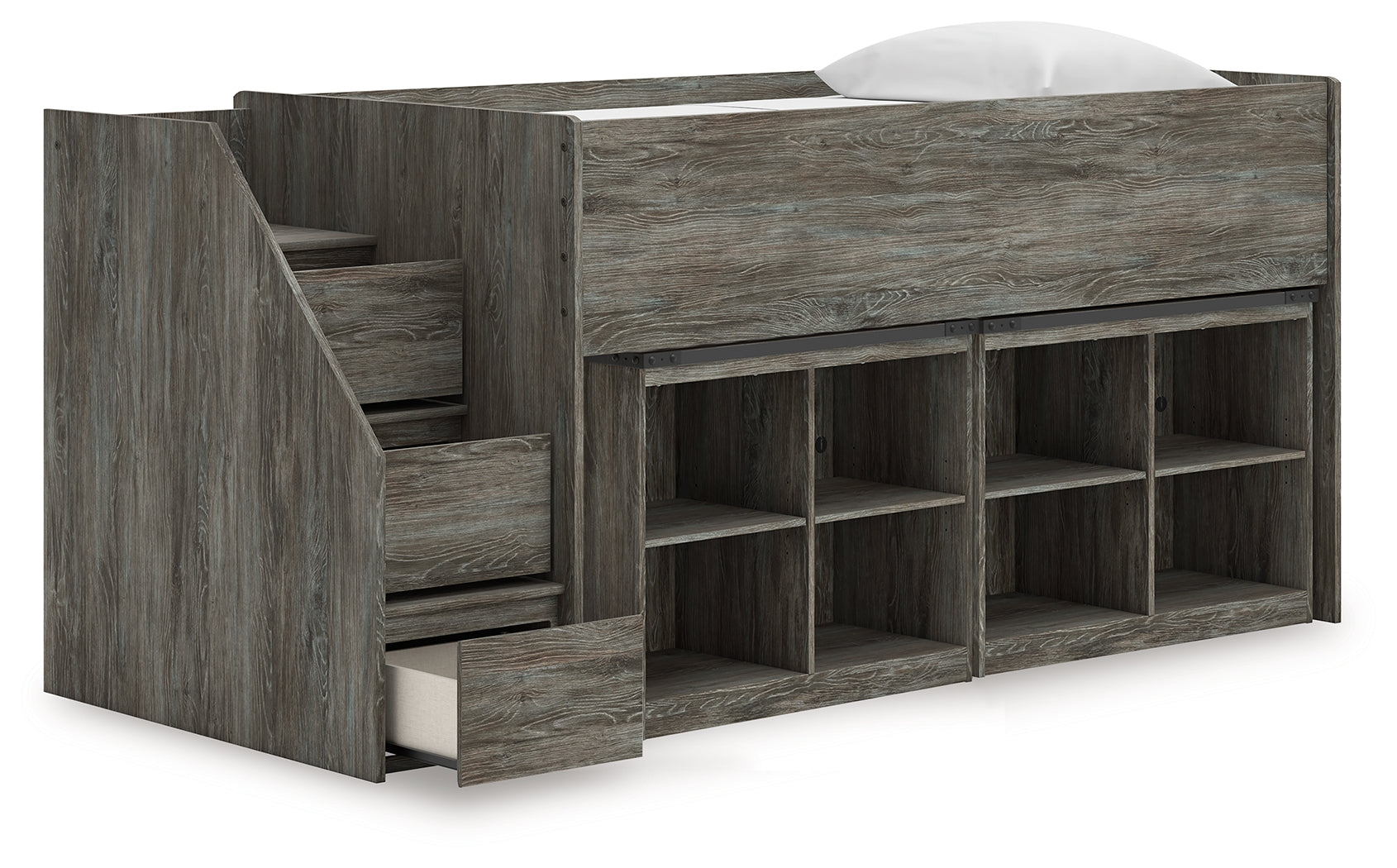 Frandern Twin Loft Bed with Bookcase Storage