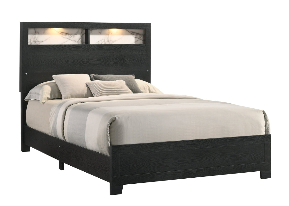 Cadence Black King LED Panel Bed - MyWaynesHome #