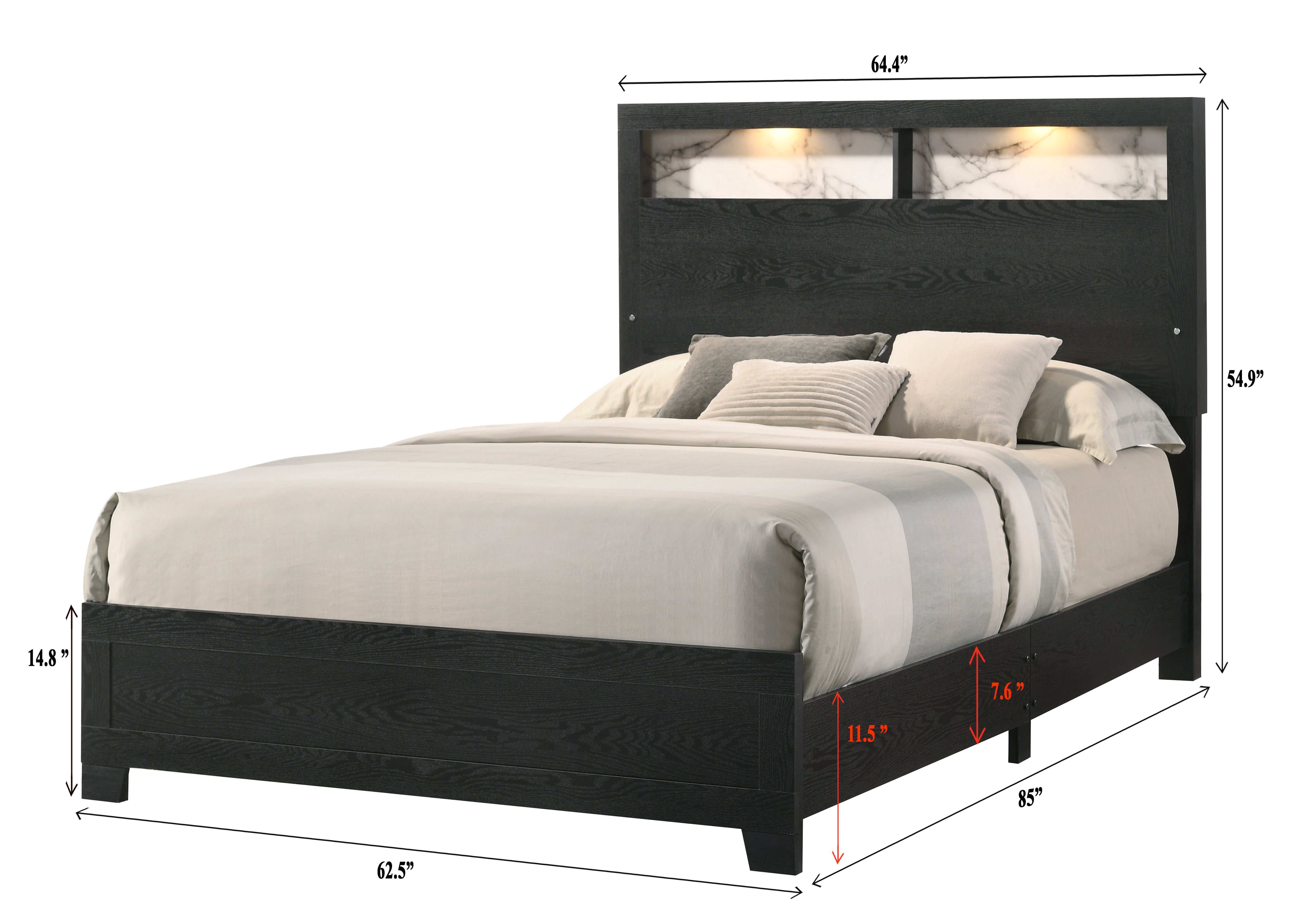 Cadence Black King LED Panel Bed - MyWaynesHome #