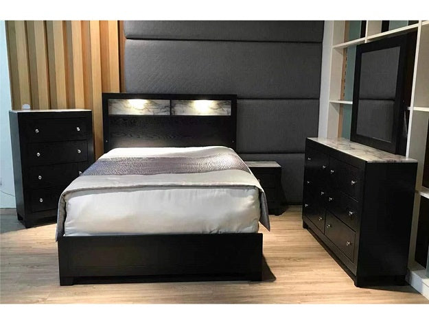 Cadence Black King LED Panel Bed - MyWaynesHome #