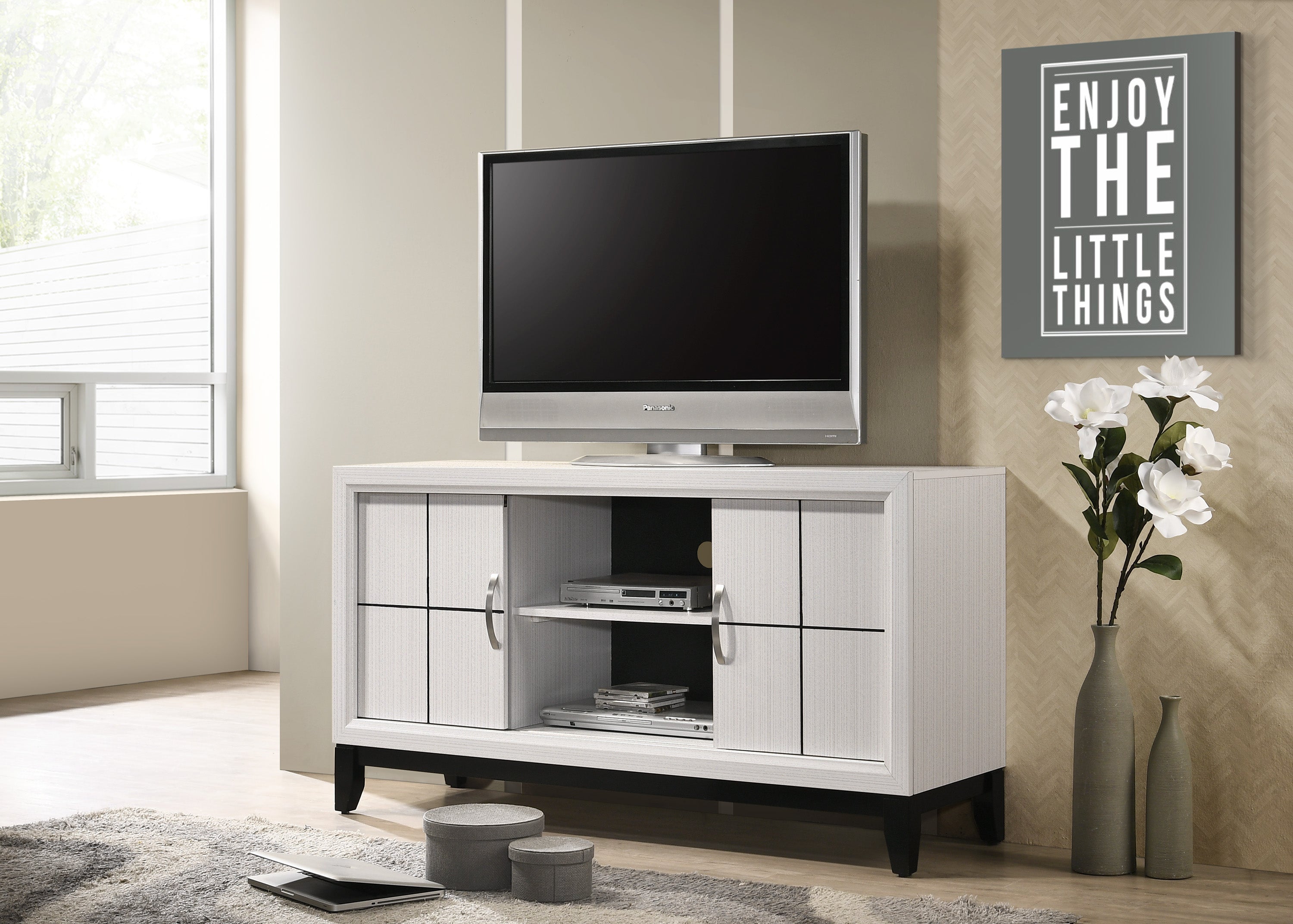 Akerson Chalk White 55" TV Stand - MyWaynesHome #