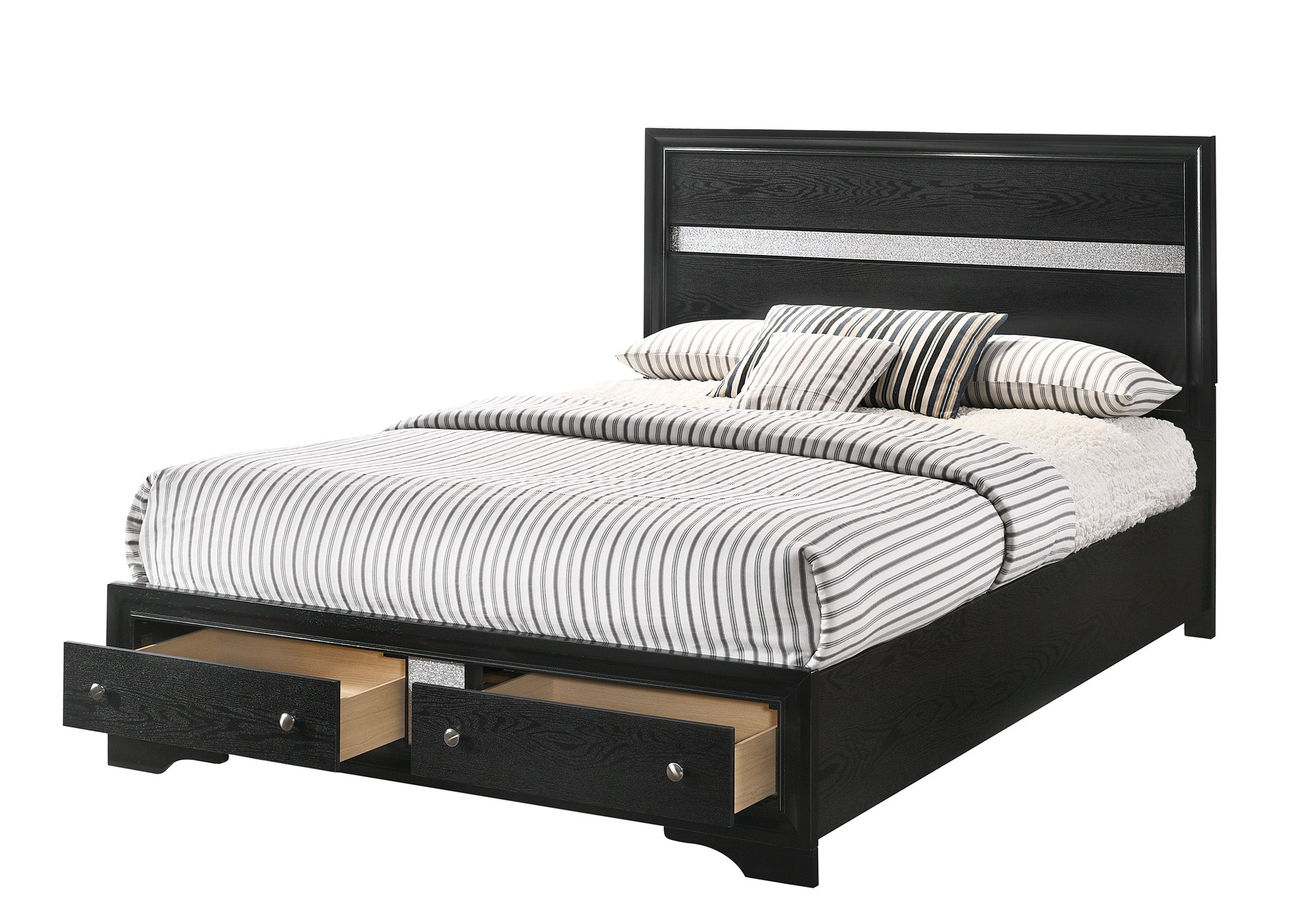 Regata Black/Silver King Storage Platform Bed - MyWaynesHome #