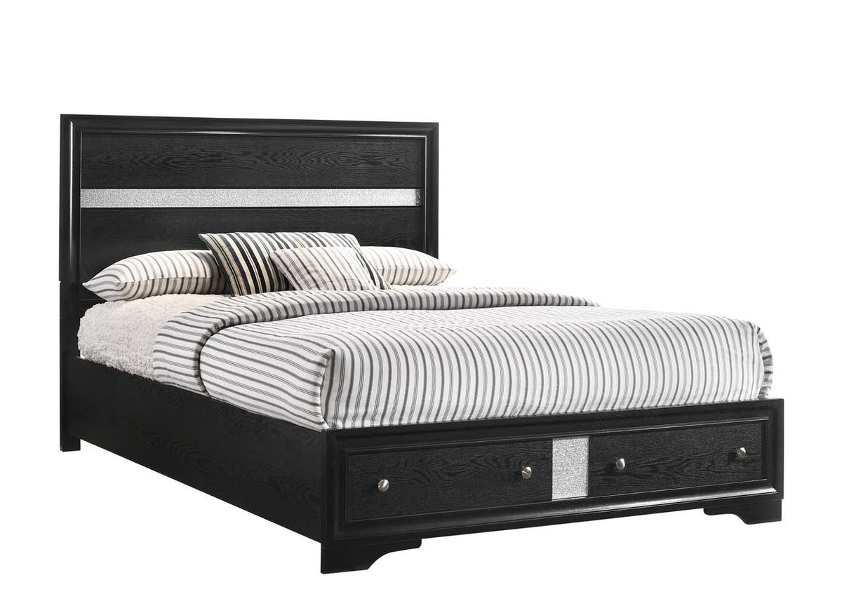 Regata Black/Silver King Storage Platform Bed - MyWaynesHome #