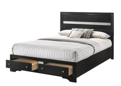 Regata Black/Silver King Storage Platform Bed - MyWaynesHome #