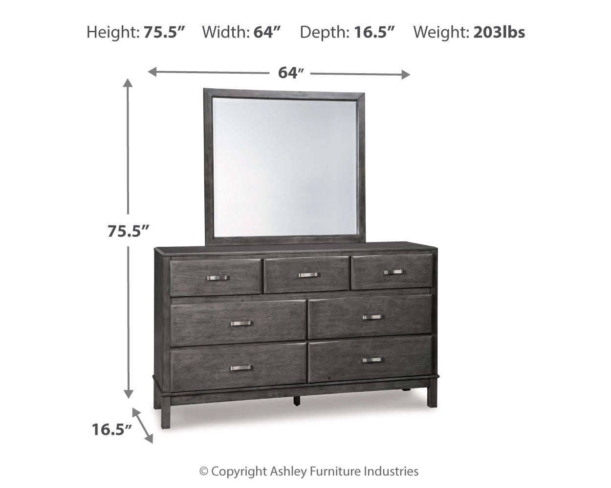 Caitbrook California King Storage Bed, Dresser, Mirror, and Nighstand