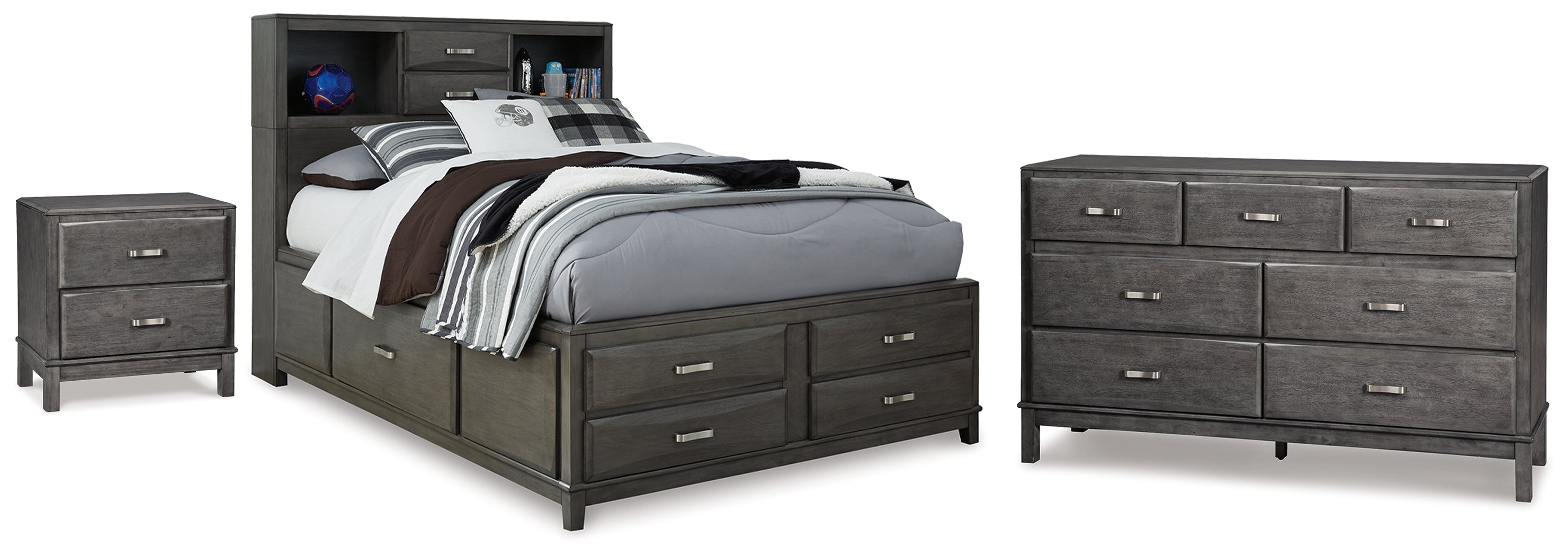 Caitbrook Full Storage Bed, Dresser and Nightstand