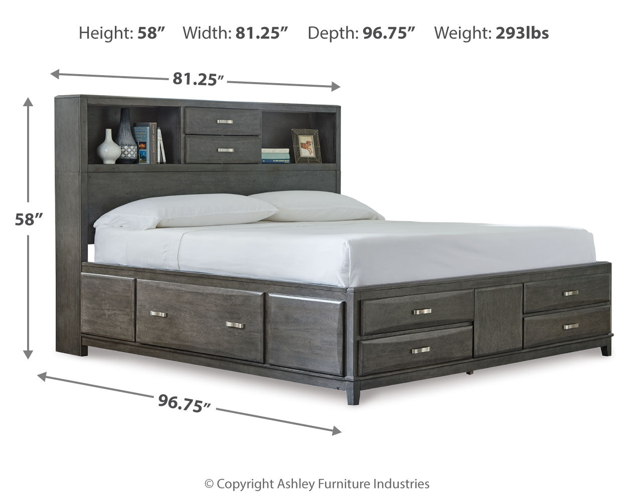 Caitbrook California King Storage Bed, Dresser, Mirror, and Nighstand