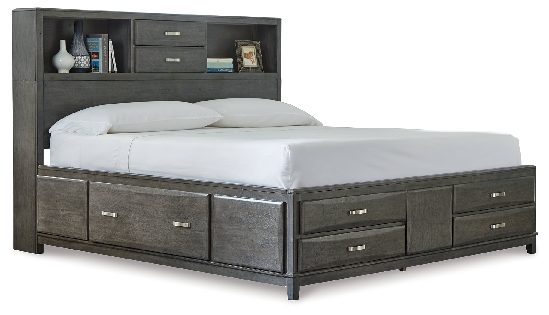 Caitbrook California King Storage Bed, Dresser, Mirror, and Nighstand