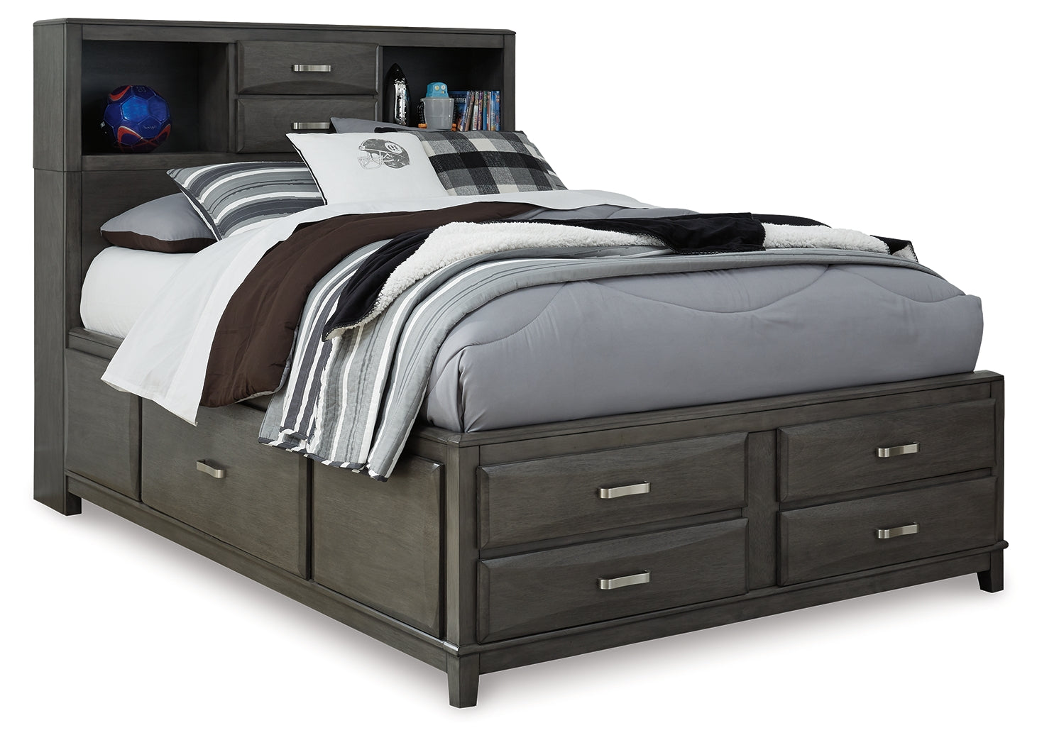 Caitbrook Full Storage Bed, Dresser, Mirror and Nightstand