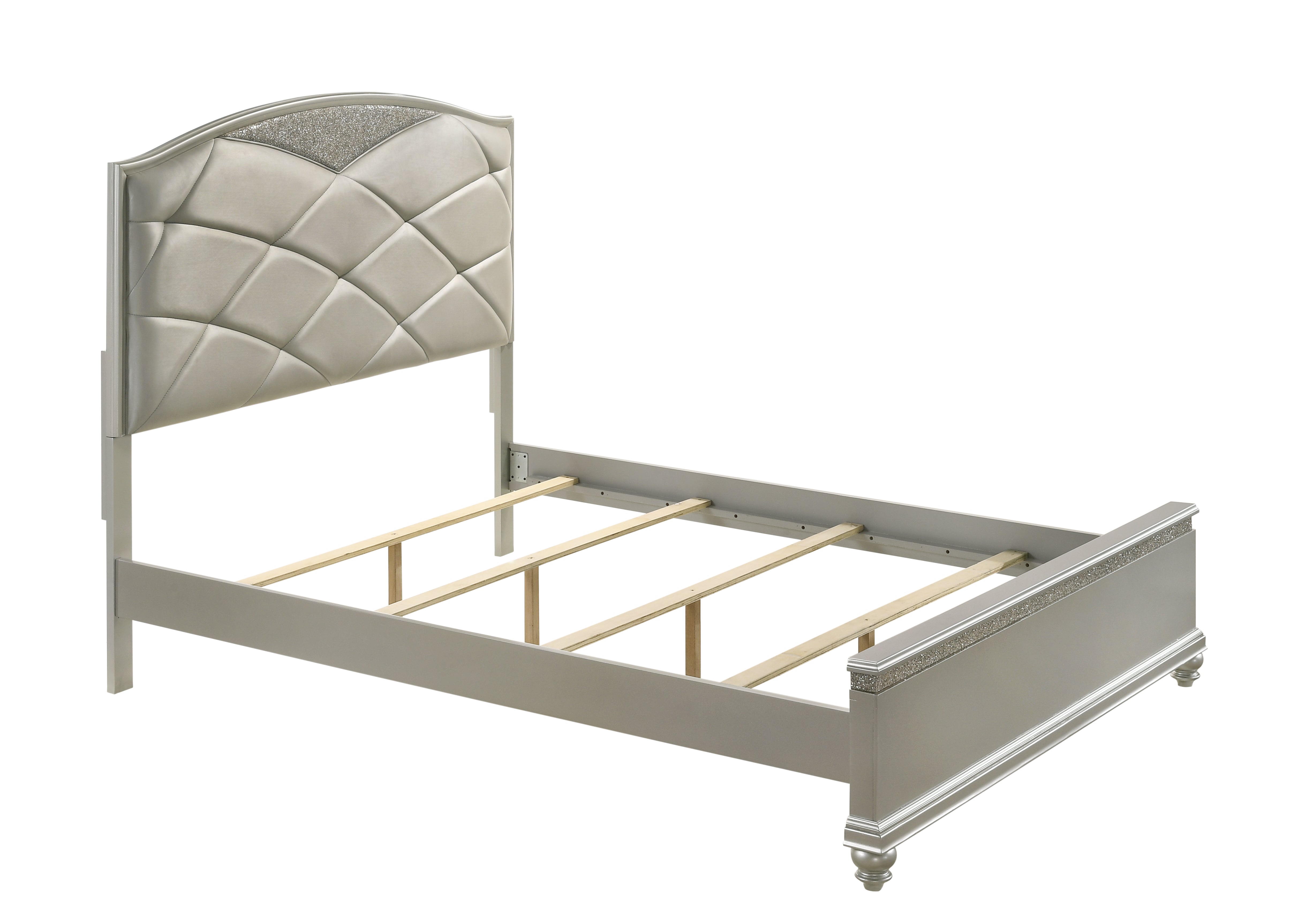 Valiant Champagne Silver Queen Upholstered Panel Bed - MyWaynesHome #