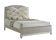 Valiant Champagne Silver Queen Upholstered Panel Bed - MyWaynesHome #