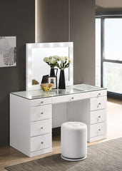 Avery White Makeup Vanity Set with Lighted Mirror - MyWaynesHome #