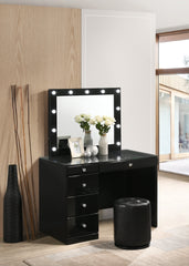 Morgan Black Makeup Vanity Set with Lighted Mirror - MyWaynesHome #