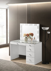 Morgan White Makeup Vanity Set with Lighted Mirror - MyWaynesHome #