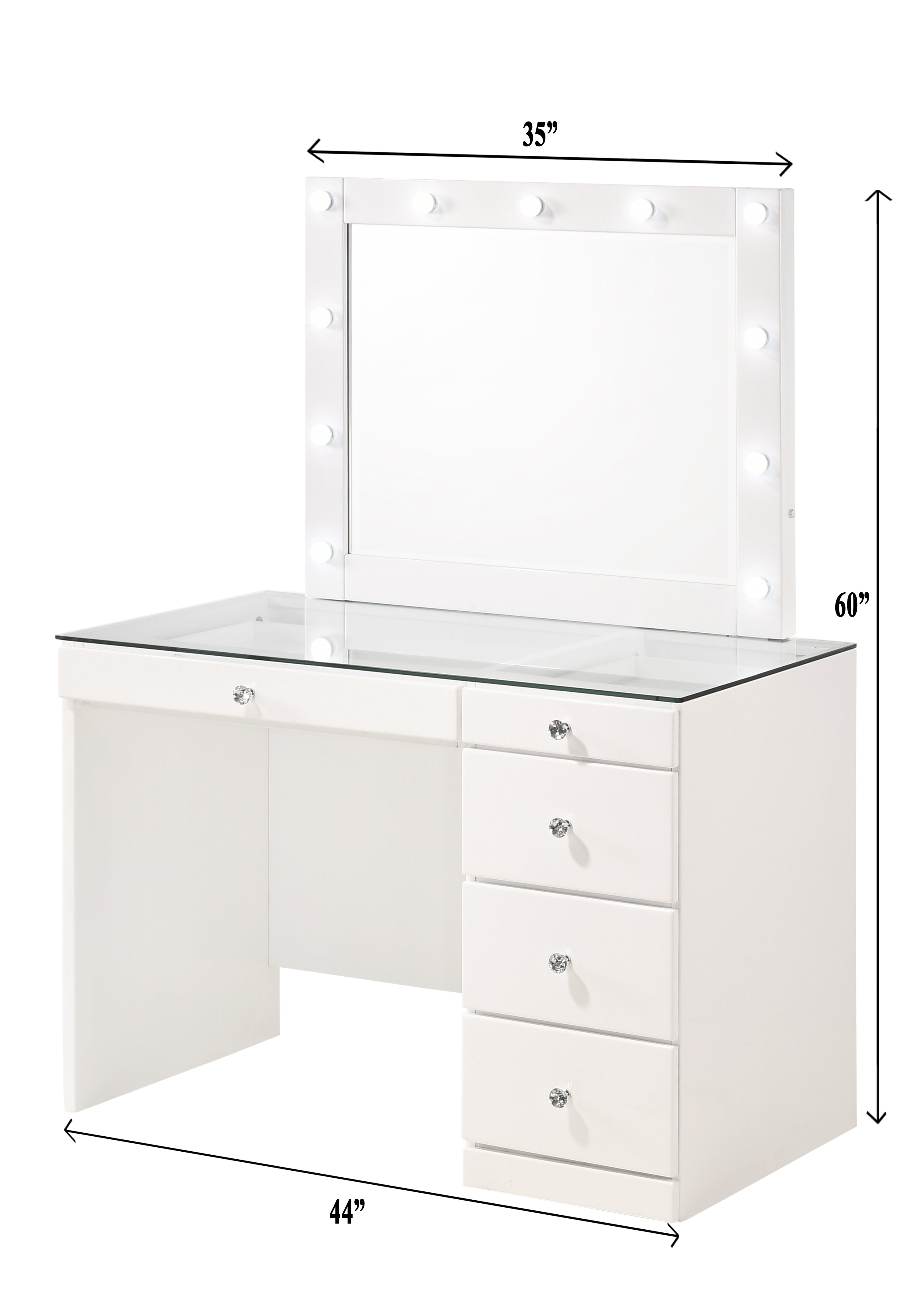 Morgan White Makeup Vanity Set with Lighted Mirror - MyWaynesHome #