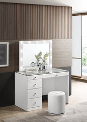 Morgan White Makeup Vanity Set with Lighted Mirror - MyWaynesHome #