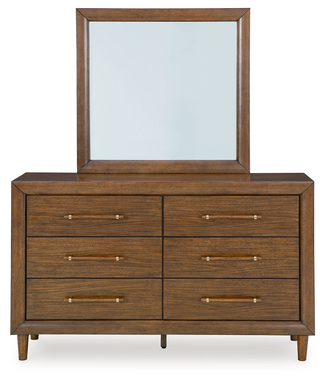 Lyncott California King Upholstered Bed, Dresser and Mirror