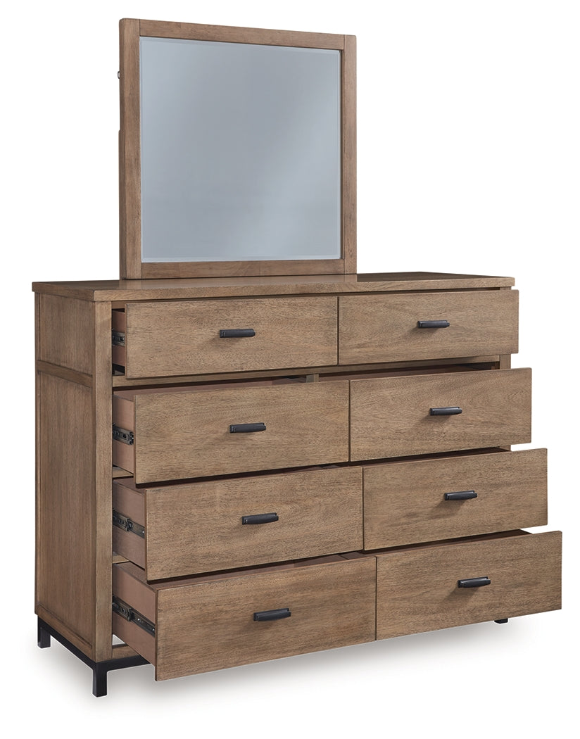 Tomtyn Queen Upholstered Bed, Dresser and Mirror