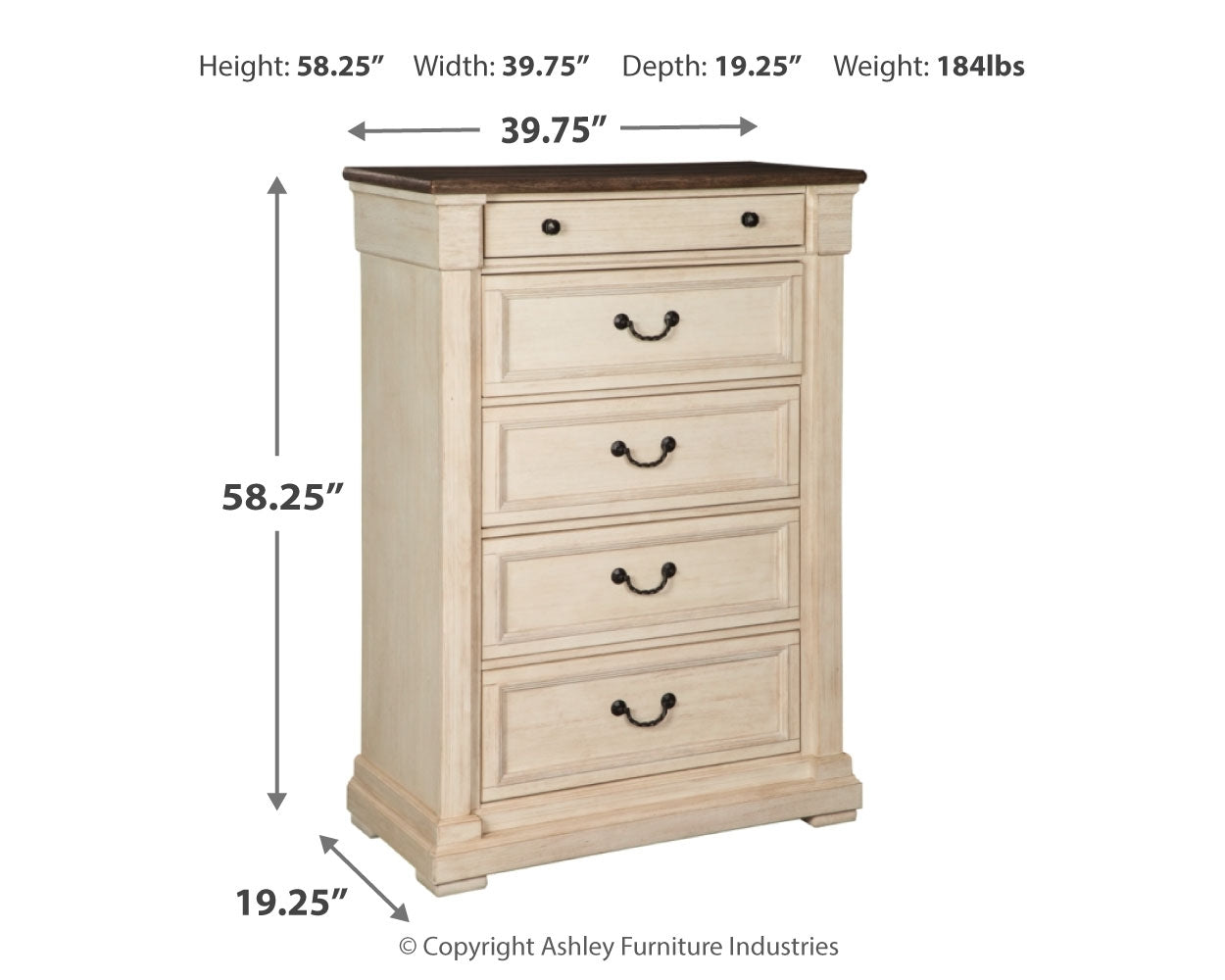 Bolanburg California King Panel Bed, Dresser, Mirror and Chest