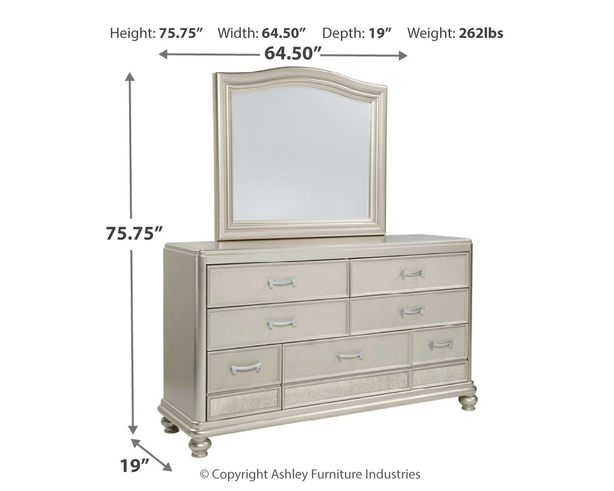 Coralayne Dresser, Mirror, and 2 Chest of Drawers