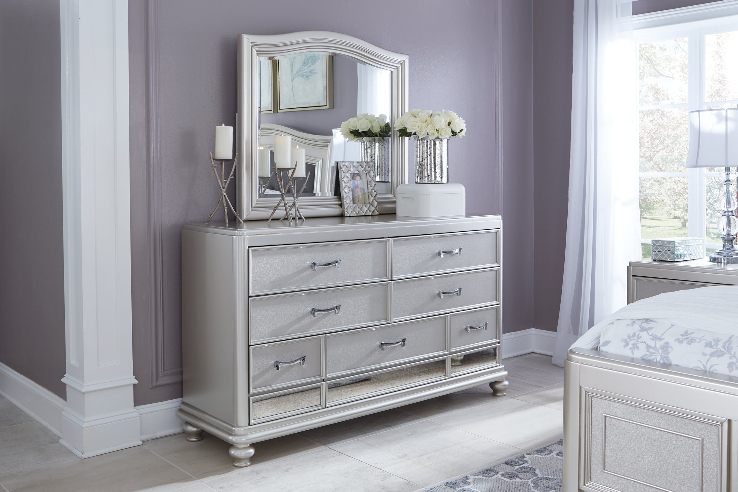 Coralayne Dresser, Mirror, and 2 Chest of Drawers