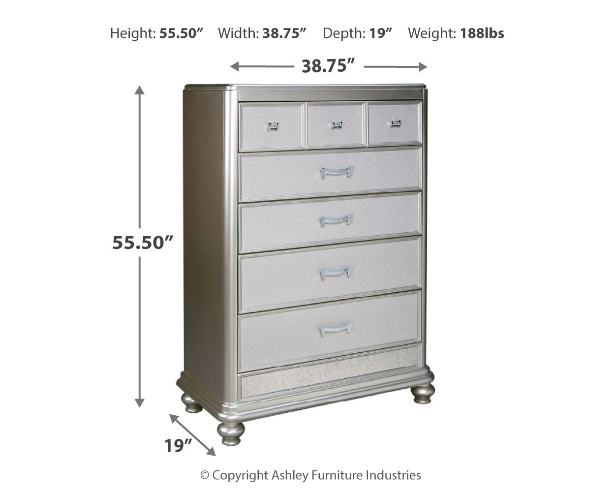 Coralayne Dresser, Mirror, and 2 Chest of Drawers