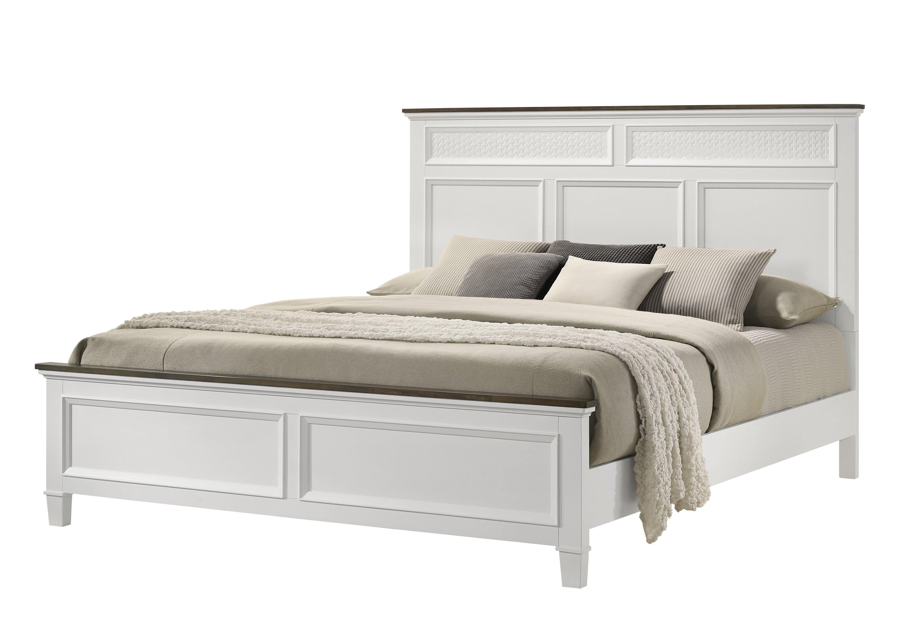 Everdeen White/Brown King Panel Bed - MyWaynesHome #