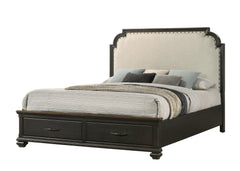 Hamilton Dark Brown Queen Upholstered Storage Platform Bed - MyWaynesHome #