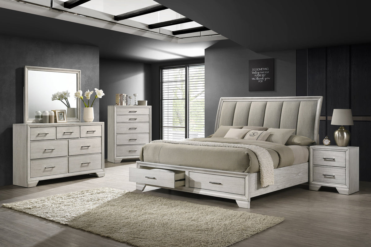 Jaymes White Mist Footboard Storage Platform Bedroom Set - MyWaynesHome #