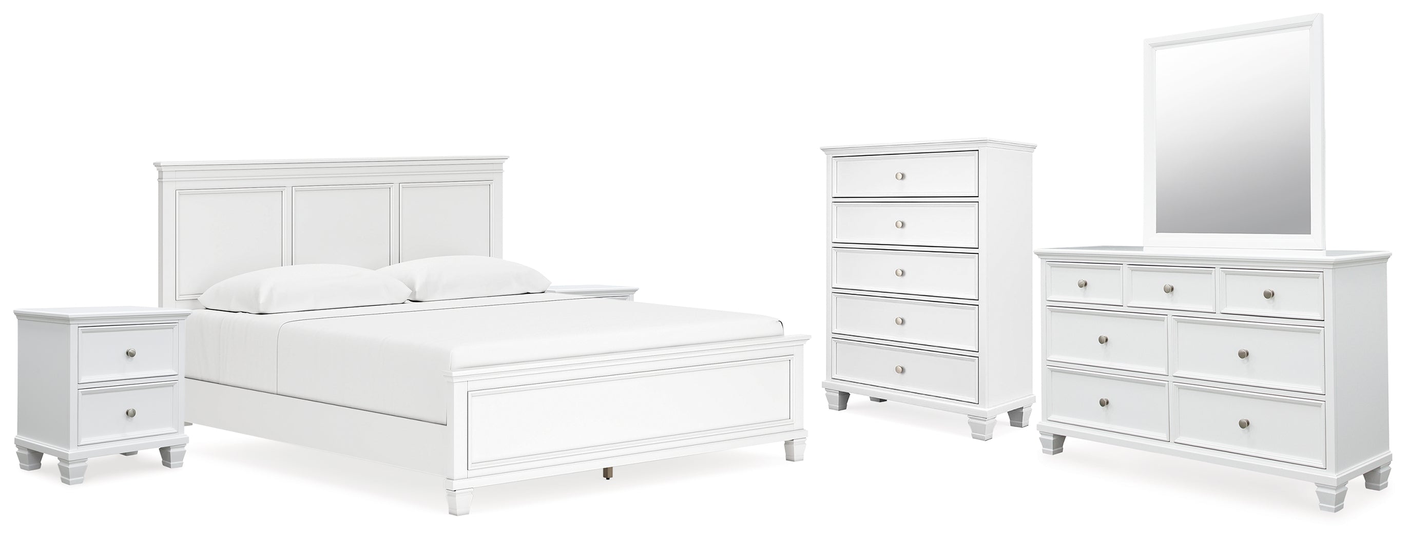 Fortman King Panel Bed, Dresser, Mirror, Chest and 2 Nightstands