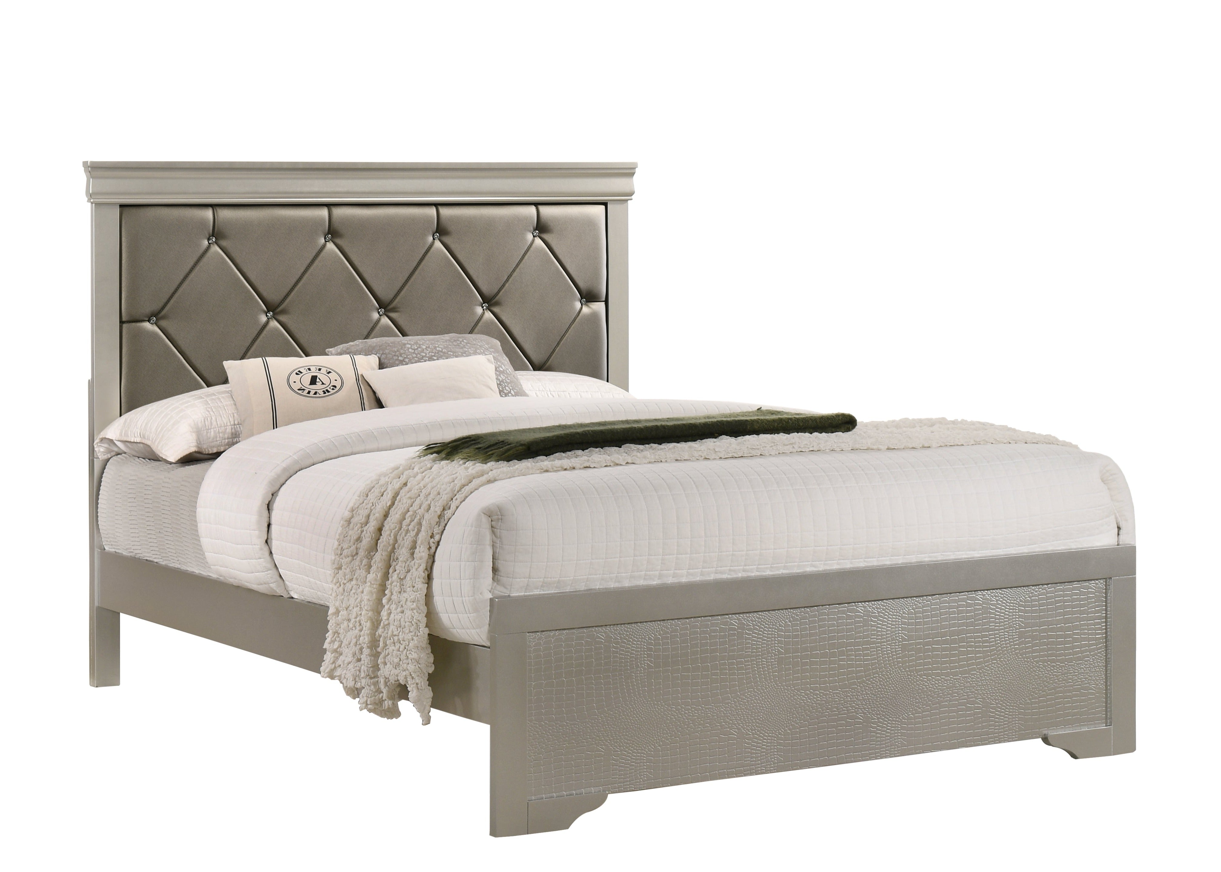 Amalia Champagne Silver King Panel Bed - MyWaynesHome #