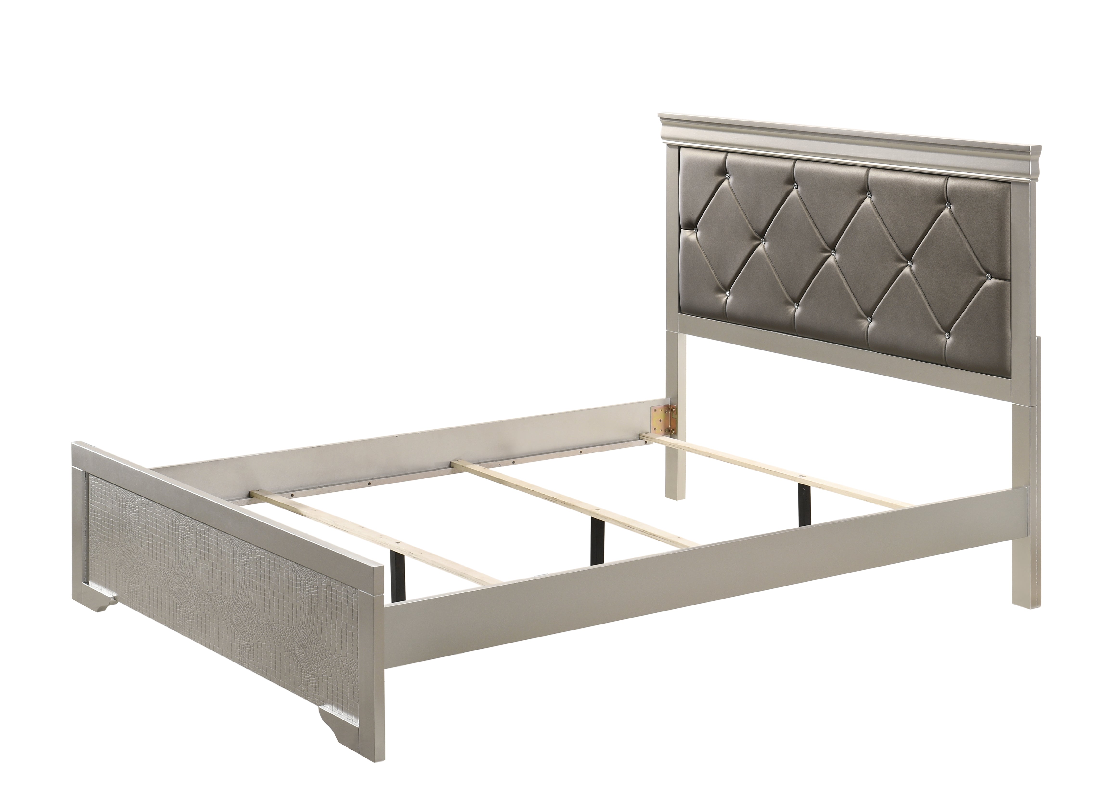 Amalia Champagne Silver Full Panel Bed - MyWaynesHome #