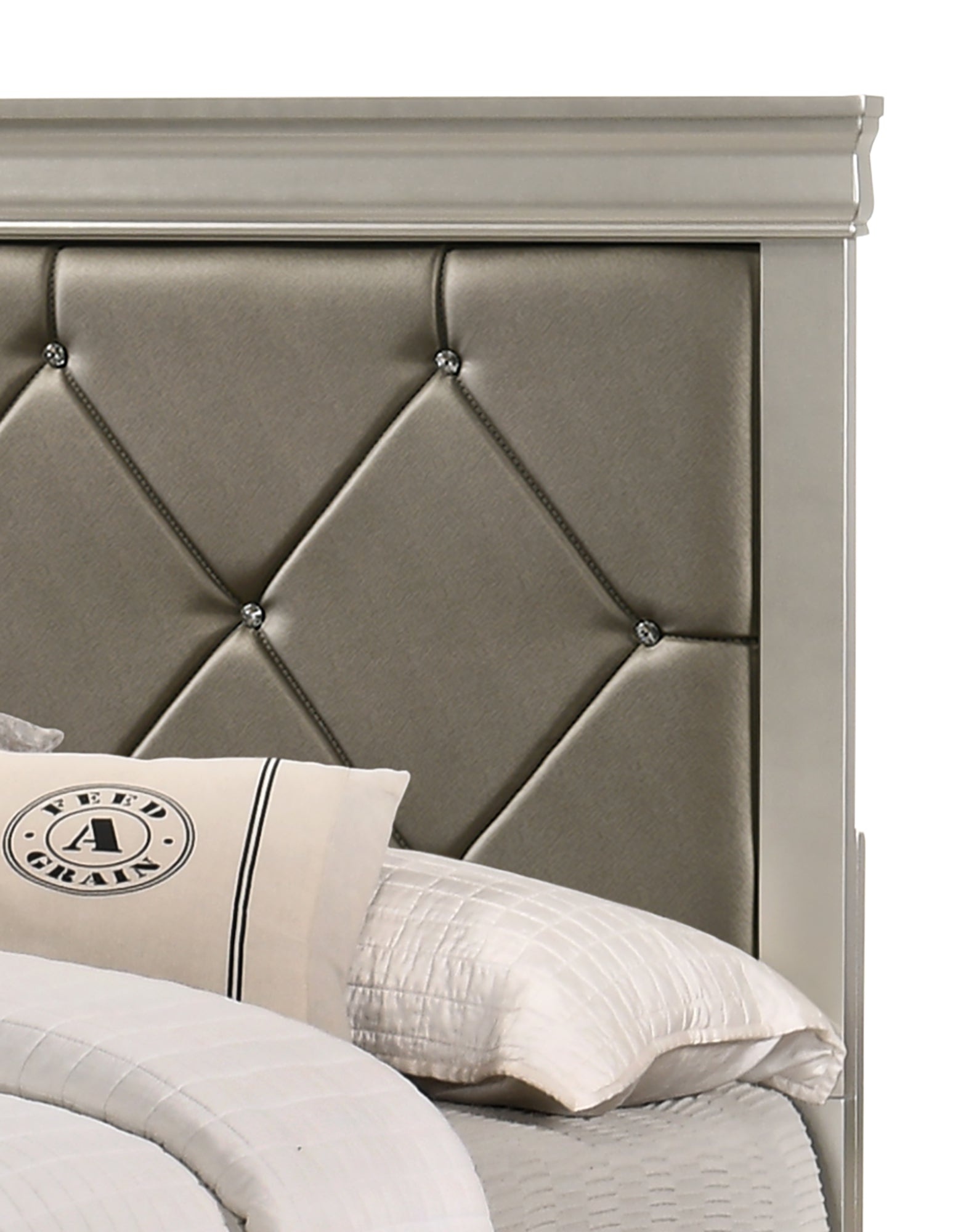 Amalia Champagne Silver Full Panel Bed - MyWaynesHome #