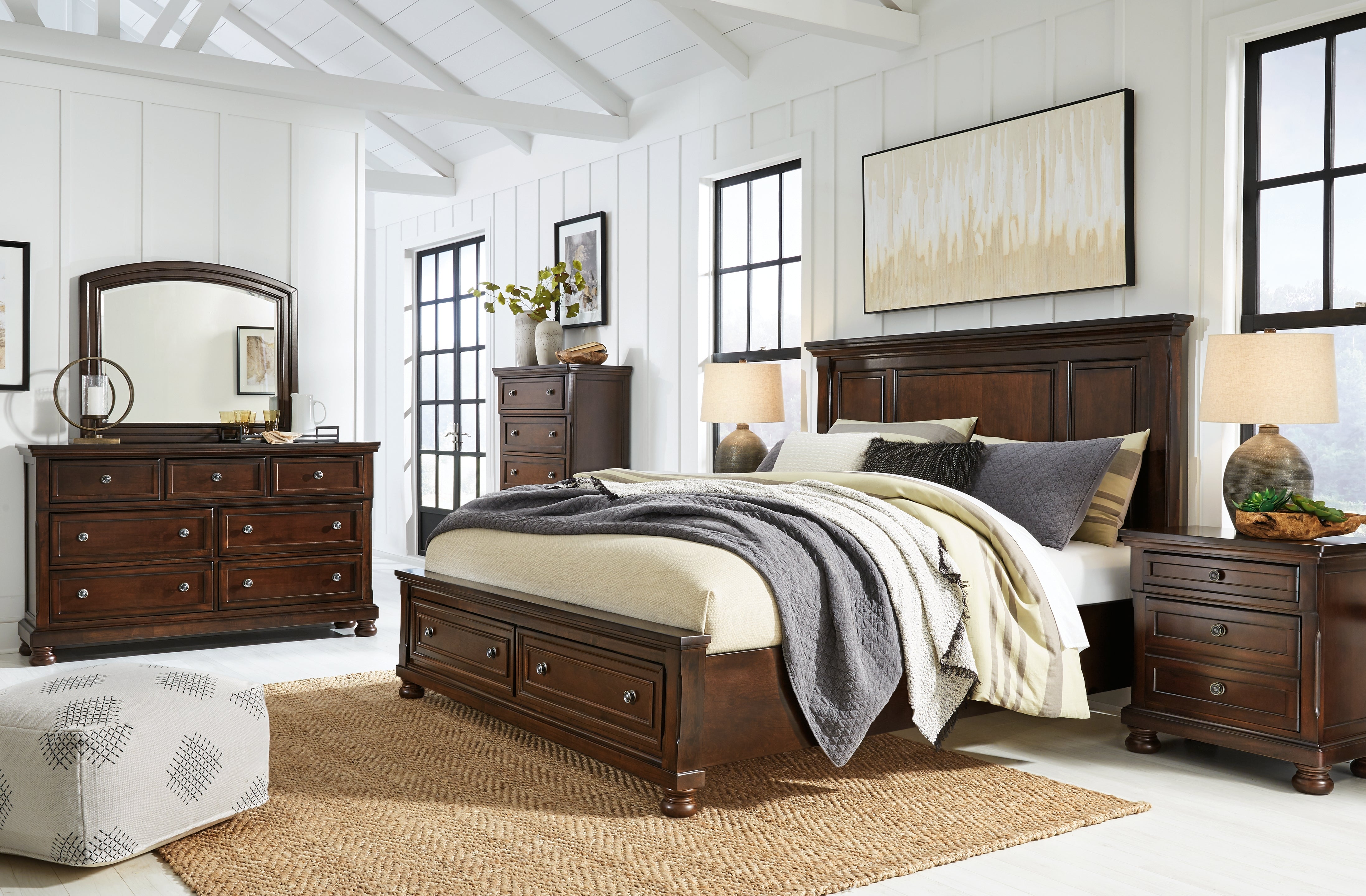 Porter King Panel Bed, Dresser, Mirror, Chest and Nightstand