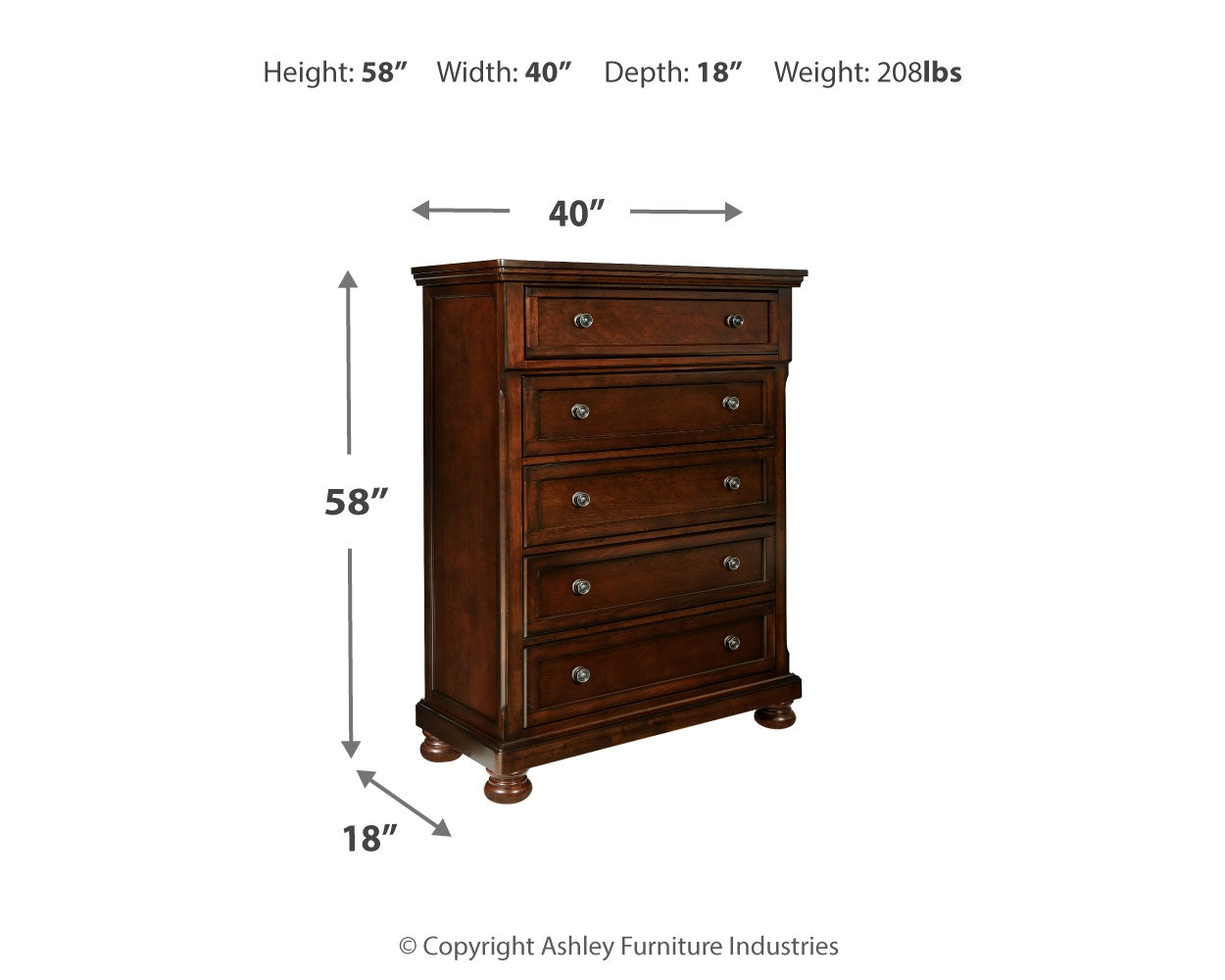 Porter Queen Sleigh Storage Bed, Dresser, Mirror, Chest, and 2 Nightstands