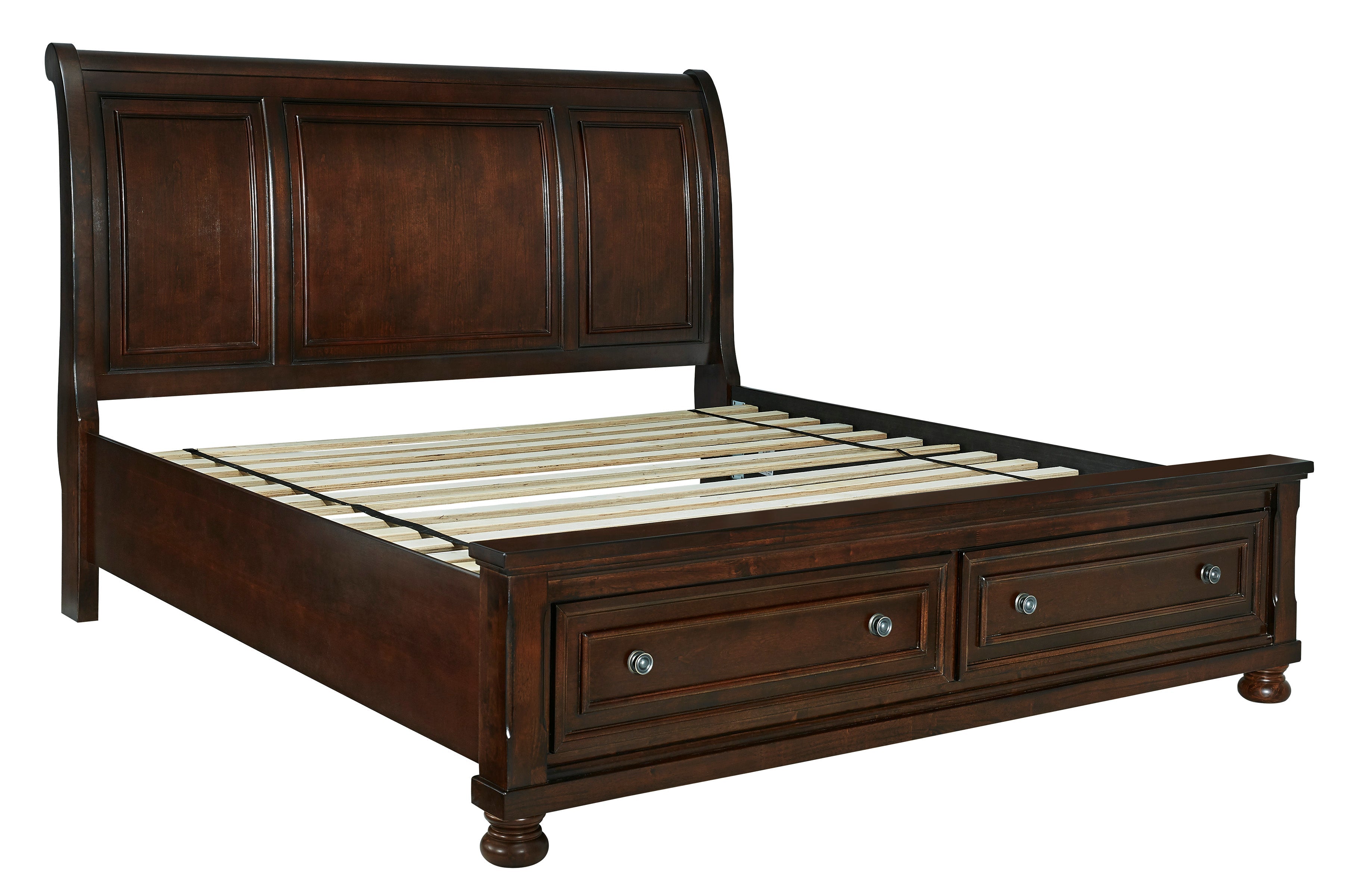 Porter Rustic Brown Footboard Storage Sleigh Platform Bedroom Set - MyWaynesHome #