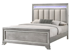 Vail Gray LED Upholstered Panel Bedroom Set - MyWaynesHome #