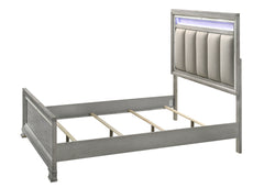 Vail Gray King LED Upholstered Panel Bed - MyWaynesHome #