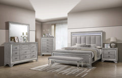 Vail Gray Queen LED Upholstered Panel Bed - MyWaynesHome #