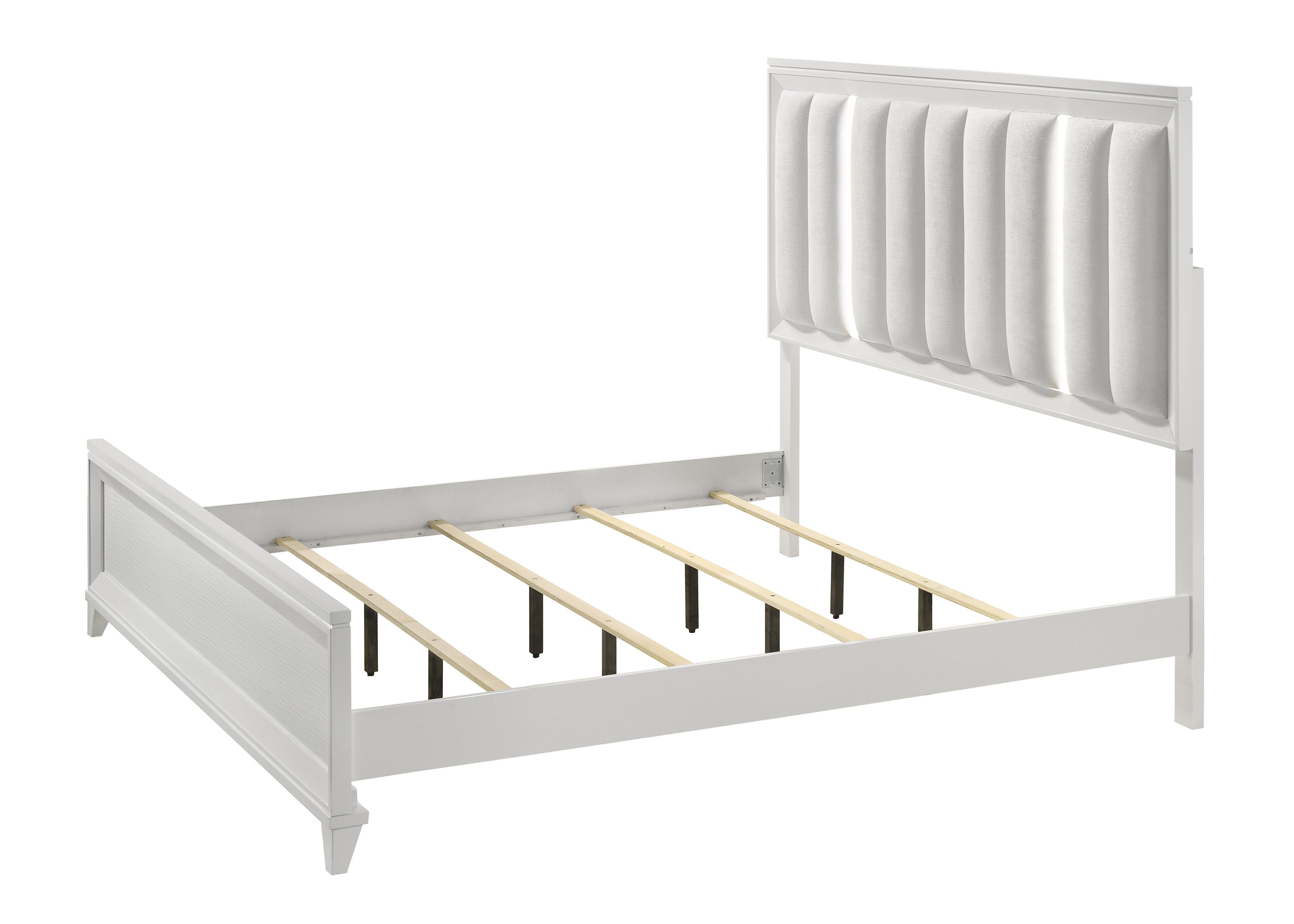 Cressida White Upholstered LED Panel Bedroom Set - MyWaynesHome #