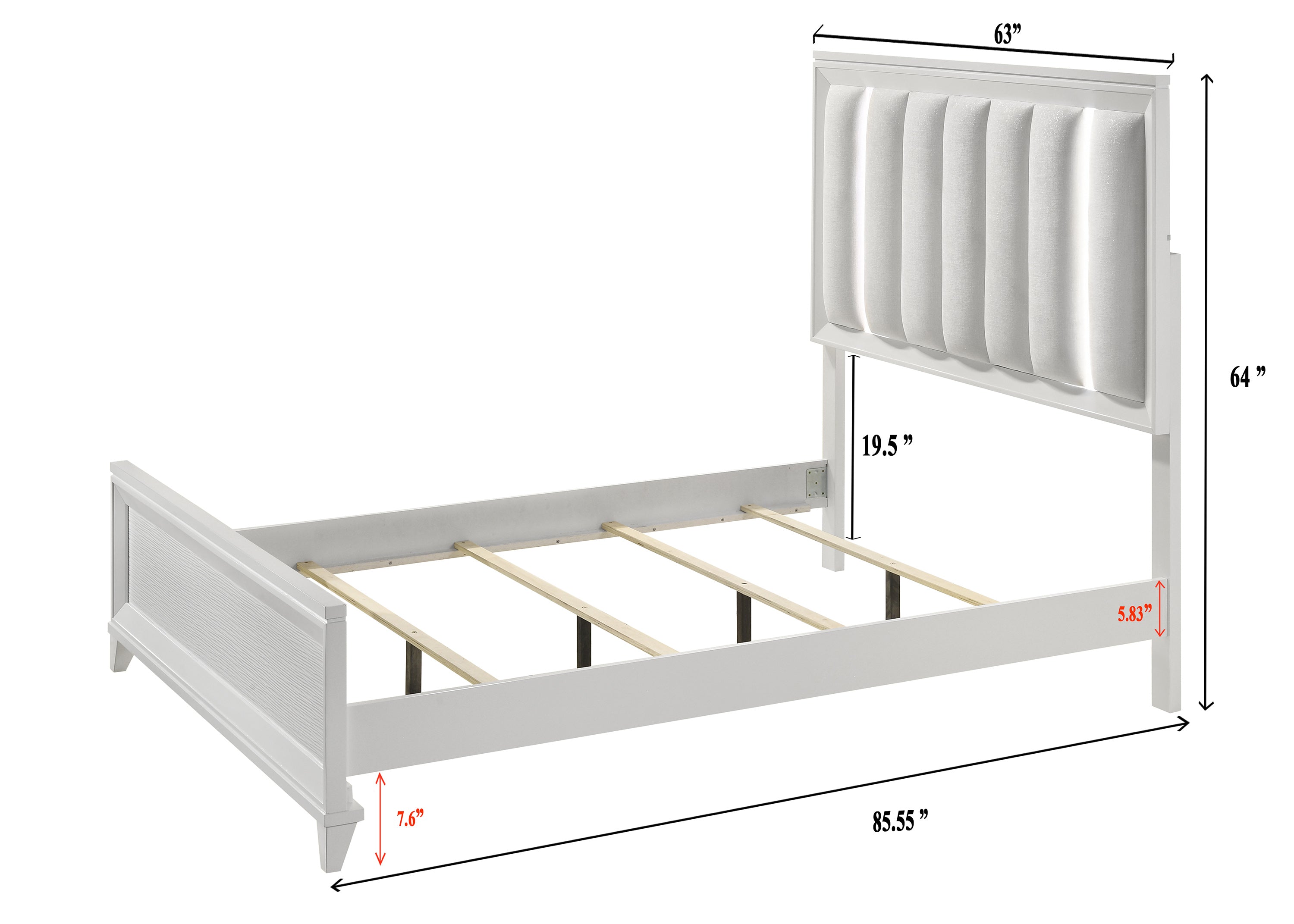 Cressida White Queen Upholstered LED Panel Bed - MyWaynesHome #