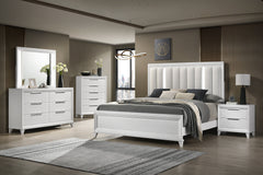 Cressida White Upholstered LED Panel Bedroom Set - MyWaynesHome #