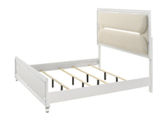 Eden White King Boucle Upholstered LED Panel Bed - MyWaynesHome #