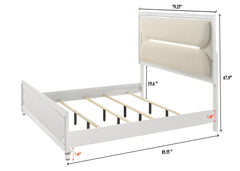 Eden White King Boucle Upholstered LED Panel Bed - MyWaynesHome #