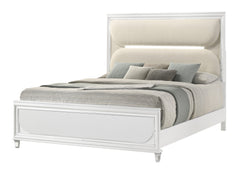 Eden White Boucle Upholstered LED Panel Bedroom Set - MyWaynesHome #