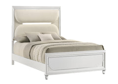 Eden White Queen Boucle Upholstered LED Panel Bed - MyWaynesHome #